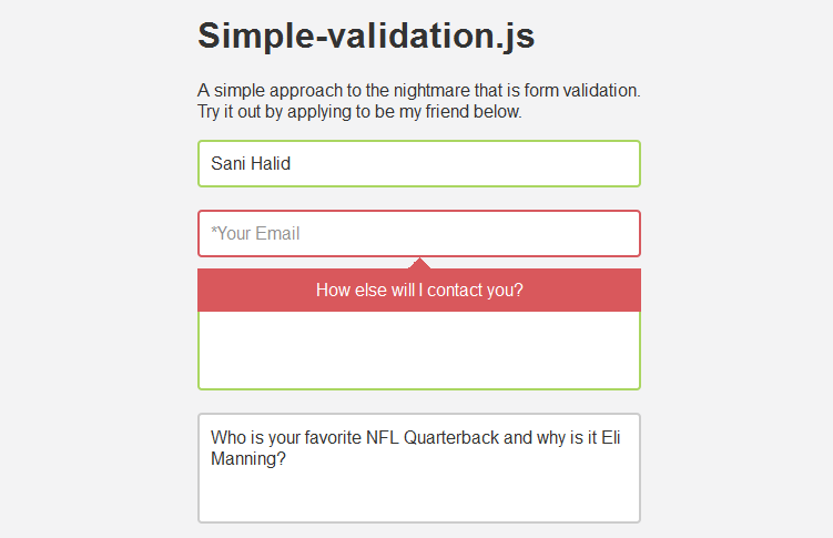 simple form validation